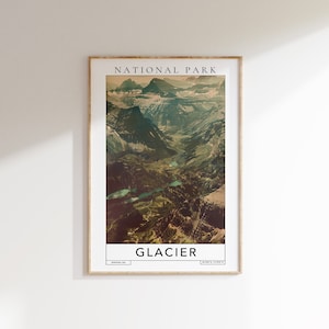GLACIER National Park Travel Print - glacier montana print, glacier national park, glacier national park poster print, glacier montana art