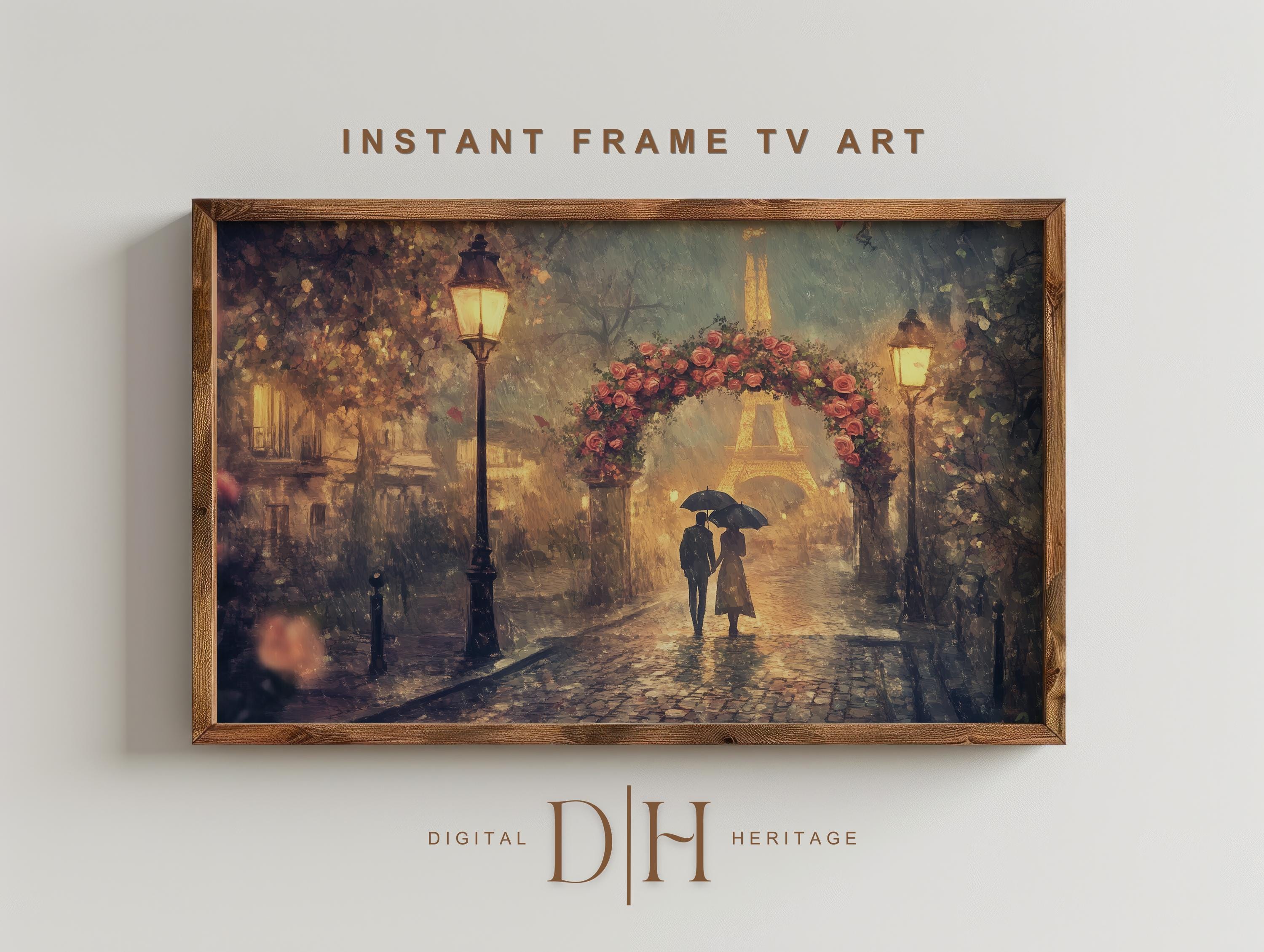 Paris Frame TV Art: Valentine's Day Eiffel Tower Oil Painting