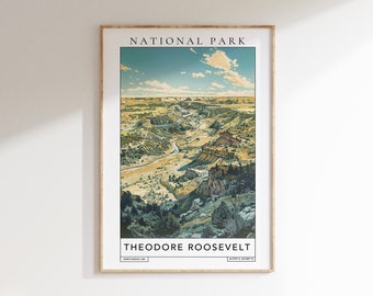THEODORE ROOSEVELT National Park Travel Print - theodore roosevelt north dakota travel poster, theodore roosevelt travel print, wall art