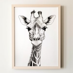 GIRAFFE line art, girafee digital art, bedroom picture art, minimalistic living room decor, giraffe digital print, digital downloadable art
