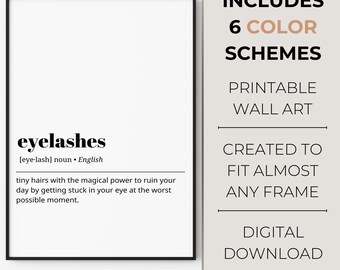 Definition Print of Eyelashes| Beauty Salon Decor | Funny Wall Art | Makeup Artist Gift | Gift for Cosmetologist