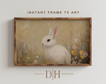 Vintage Bunny Rabbit Spring Samsung Frame TV Art (Digital Download)