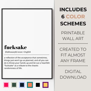 Funny Fucksake Definition Print: Sarcastic Quote Wall Art (Digital Download)