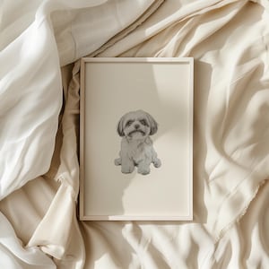 Shih Tzu Dog Art Print: Playful Pet Portrait (Digital Download)