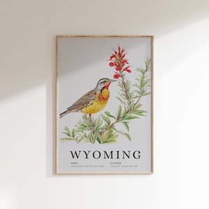 Wyoming Meadowlark & Paintbrush Art Print (Digital Download)