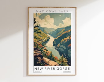 Cartaz de viagem do Parque Nacional New River Gorge (download digital)