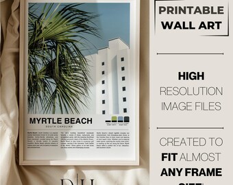 Myrtle Beach Travel Print: Minimalist Black and White Photo (Digital Download)