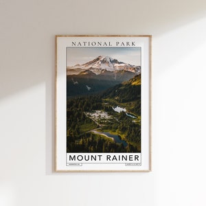 Reisafdruk MOUNT RAINER National Park - mount rainer washington reisposter, mount rainer cadeau, reisafdruk, nationaal park