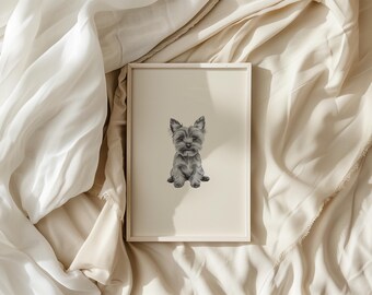 Yorkshire Terrier Print | Dog Digital Artwork | Yorkie Dog Art | PRINTABLE WALL ART | Pet Wall Art for Animal Lover | Dog Drawing