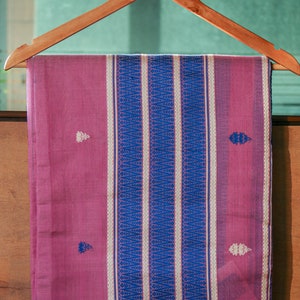 Handwoven Cotton and Raw Mulberry Silk Saree from Assam India