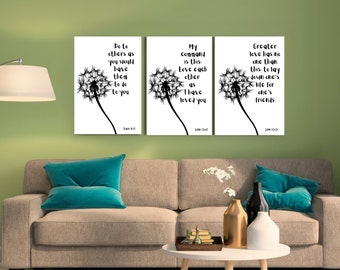 Dandelion wall decor,message of Joy,Christian wall decor,inspirational bible verse,set of 3 digital products.Perfect gift,Contemporary style