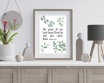 Poster watercolor Eucalyptus, Biblical Verses watercolor Wall art, Christian Decor for Friends, Wall Decor, Gift to a friend, joyful message