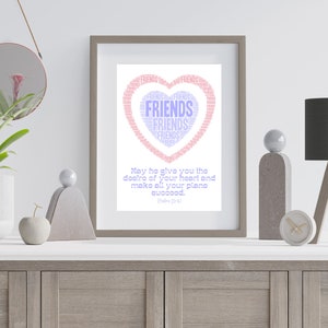 Bible Verse Heart Wall Art, Printable, Bible Verse Print, Psalms 20:4, Christian Decor, friendship,  Wall Decor