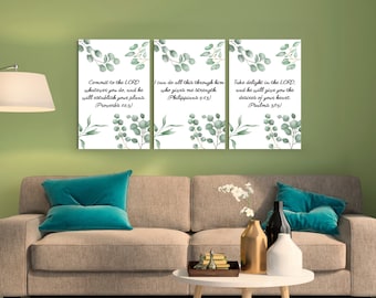 Christian printable set of 3, Benedictions verses about success, perfect gift to a friend or a relative. Christian digital wall art decor