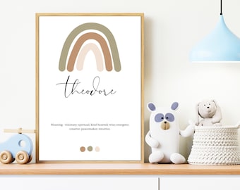 Theodore Name Print | Rainbow | Digital Print | Baby name | Theodore | Personalized | Personalised | Name Meaning | Printable