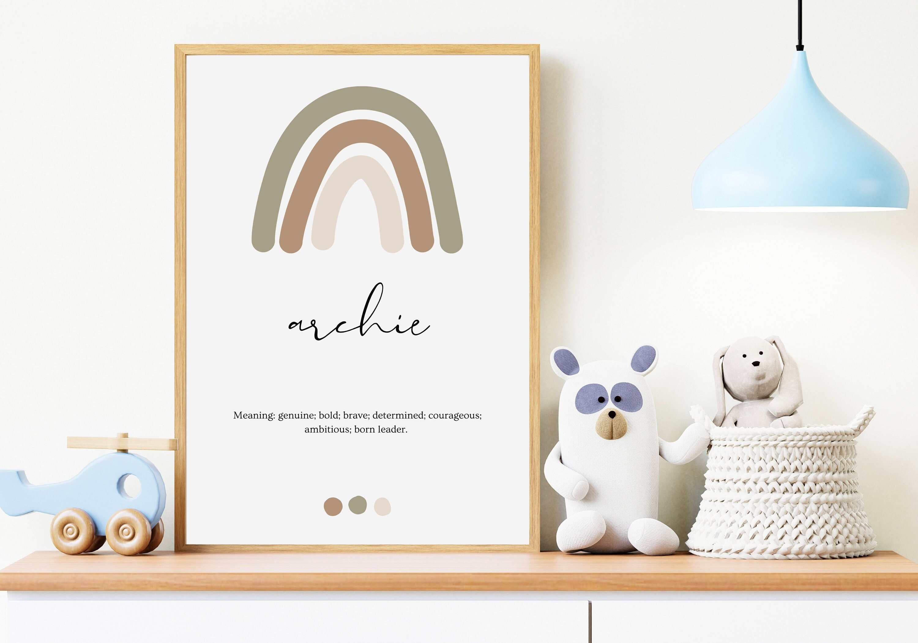 Archie Name Print | Rainbow | Digital Print | Baby Name | Archie ...
