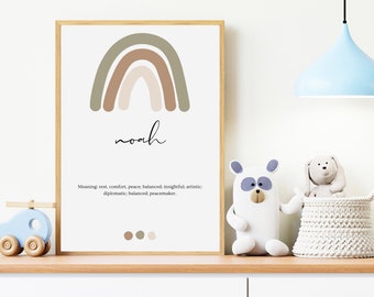Noah Name Print | Rainbow | Digital Print | Baby name | Noah | Personalized | Personalised | Name Meaning | Printable