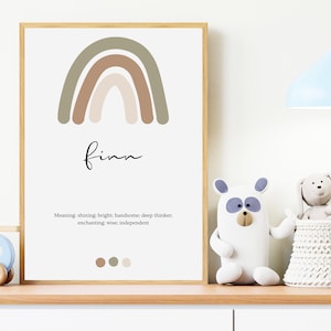 Finn Name Print | Rainbow | Digital Print | Baby name | Finn | Personalized | Personalised | Name Meaning | Printable