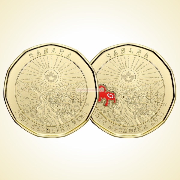 2021 Canadian Loonie 125th Anniversary of the Klondike Gold Rush Special Canadian 1 Dollar coins (COLOURED and NON-COLOURED)