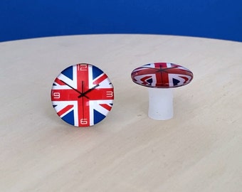 Furniture knob dial UNION JACK with 25 mm cabochon