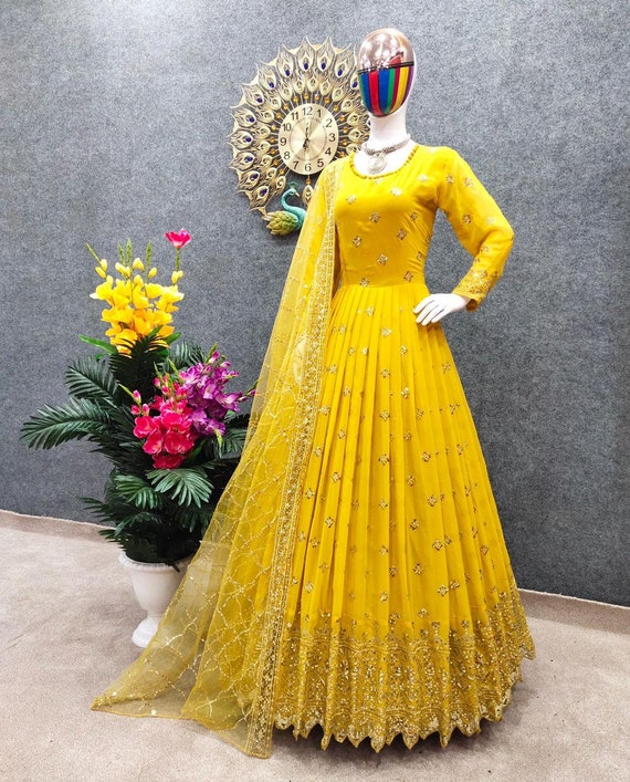 143128 Digital print MULTI LAYER SEQUENCE WORK GOWN - Reewaz International  | Wholesaler & Exporter of indian ethnic wear catalogs.