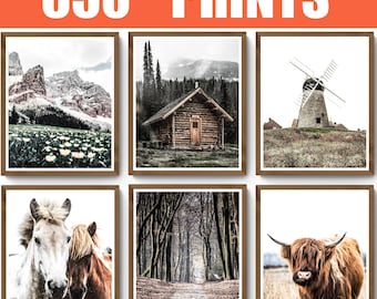 650 Piece Farmhouse Wall Art Prints, Rustic Countryside Animals, Vintage Farm Decor (Digital Download)