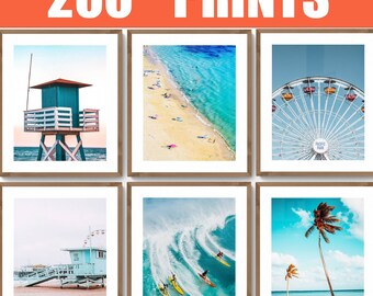 Set of 200 Beach Prints, Coastal Wall Art, Ocean Scenes, Modern Minimalist (Digital Download)