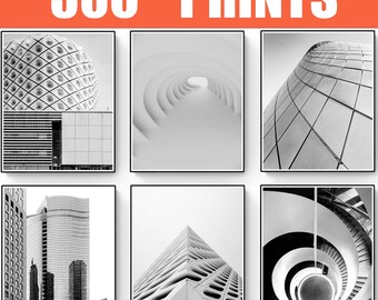 300+ schwarz-weiße Architektur Poster: Minimalistische Stadt Wandkunst (Digitaler Download)