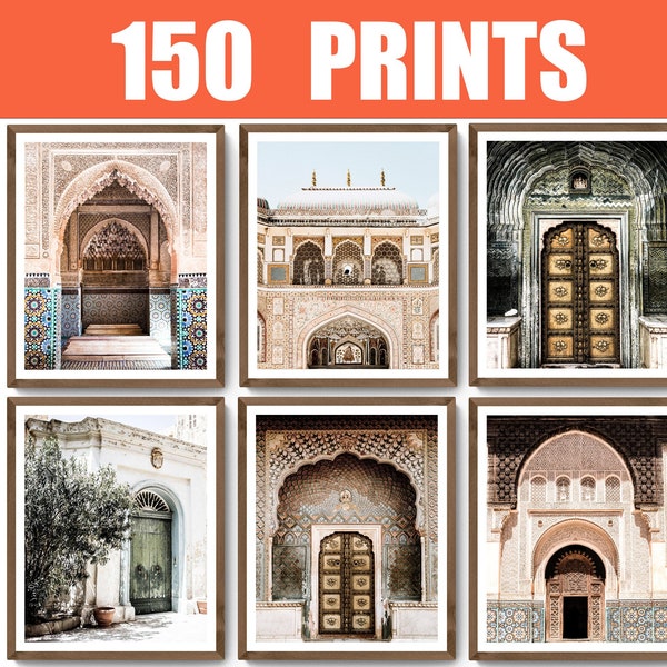 Set of 150 Oriental Prints, Morocco Prints, Moroccan Art, Oriental Boho Poster, Bohemian Decor, Morocco Wall Decor,Moroccan Poster