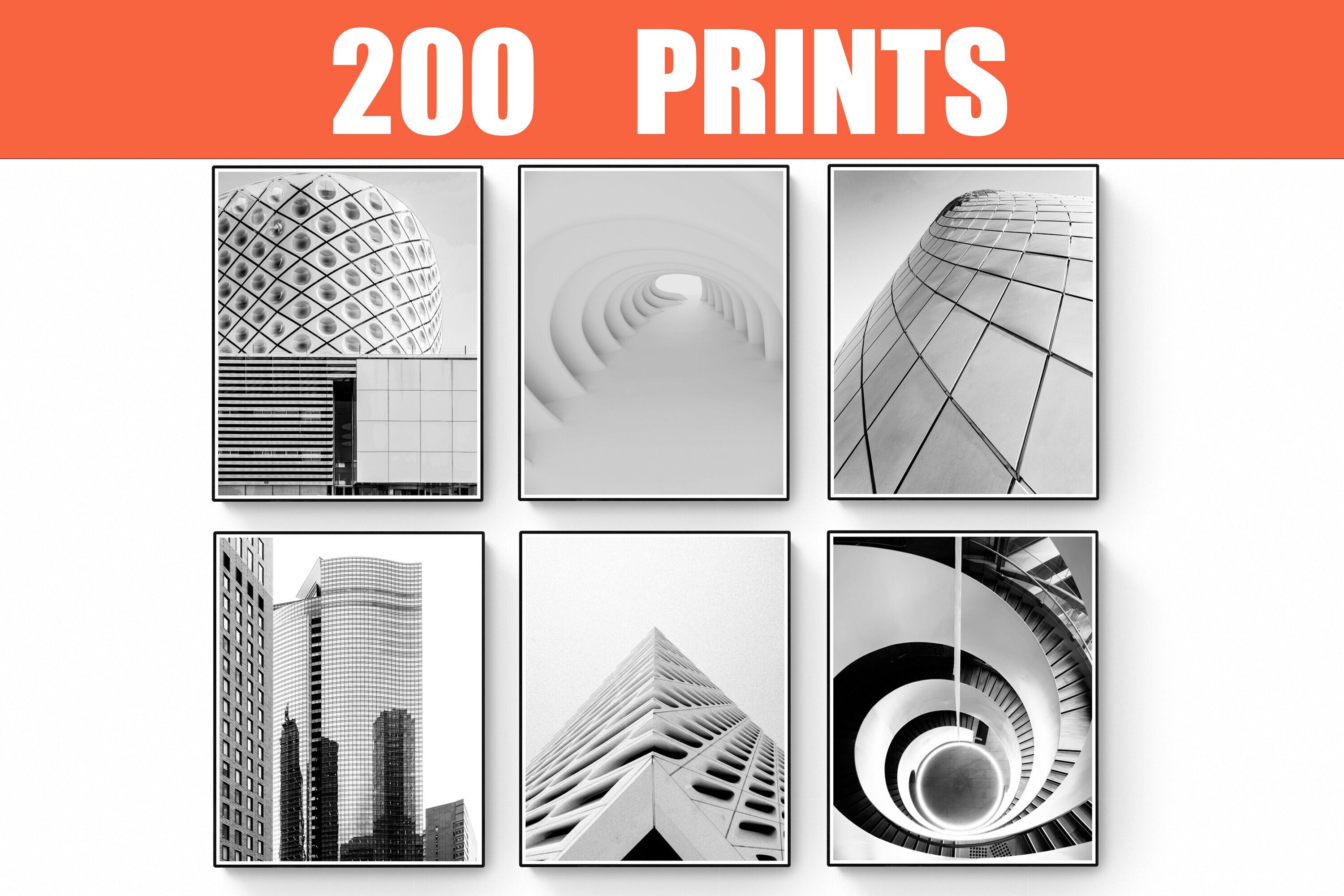 Black & White Architectural Wall Art Set Black White Wall Etsy