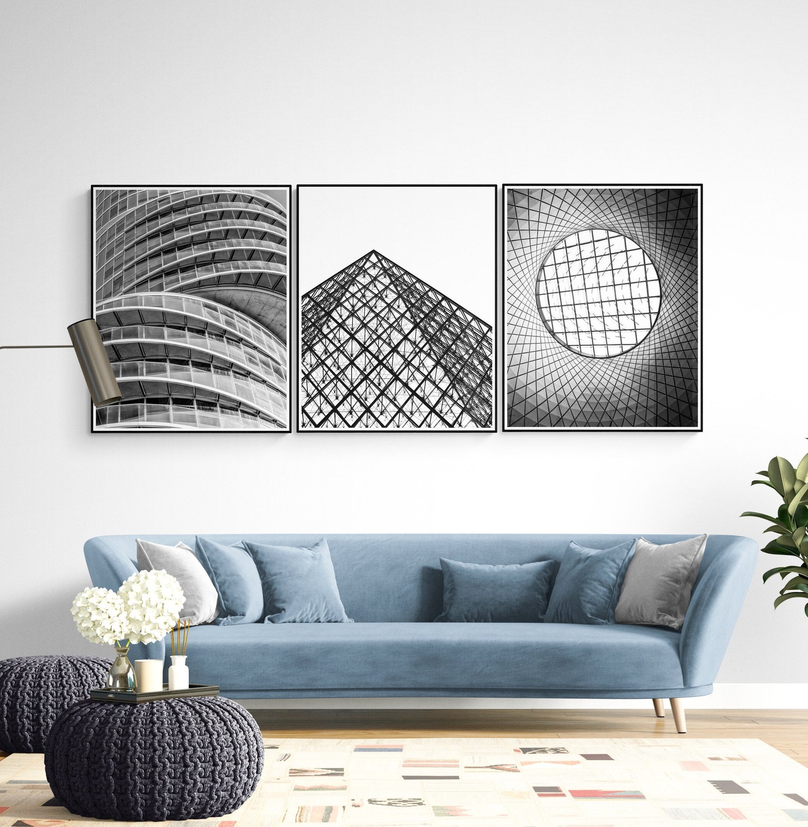 Black & White Architectural Wall Art Set, Black White Wall Art, Black