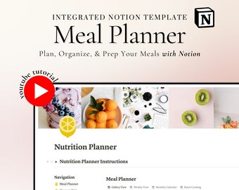 Notion Meal Planner Template: Recipe Box, Grocery List (Digital Download)