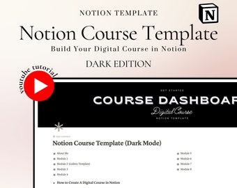 Notion Course Template, Course Creator, Digital Course Template, Digital Course, Notion Template, Online Course Planner, Digital Course