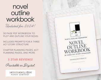 Book Planner Novel Outline Workbook Outline Template Novel Planning Plot Planner Book Outline Guided Workbook Digital Writing Three Act