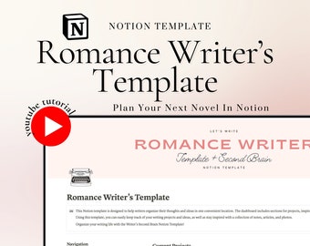 Romance Author Notion Template: Novel Planner (Digital Download)