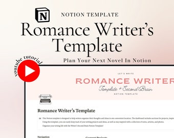 Romance Author Notion Template Writers Second Brain Notion Template Romance Writers Digital Novel Planner Notion Template Romance Novelists