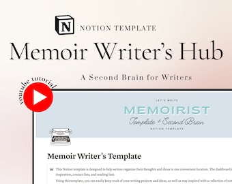 Memoir Writing Hub Notion Template Memoir Writers Second Brain Memoir Author Digital Book Planner Notion Template Creative Writing Planner