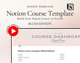 Notion Course Template Blush Edition, Course Creator, Digital Course Template, Notion Digital Course Template, Online Course, Digital Course