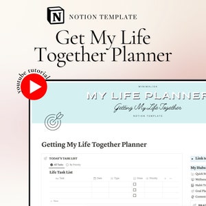Get Your Life Together Notion Template Life Planner Aesthetic Notion Digital Life Planner Basic Notion Template Digital Planner Minimalist