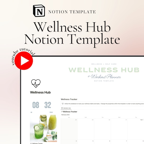 Notion Wellness Planner Notion Template Journal Notion Template Exercise Log Workout Library Notion Template Digital Journal Wellness