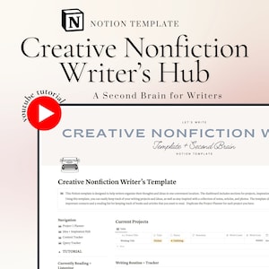 Creative Nonfiction Book Planner Notion Template Nonfiction Writer Hub Digital Book Planner Notion Template Creative Writing Planner