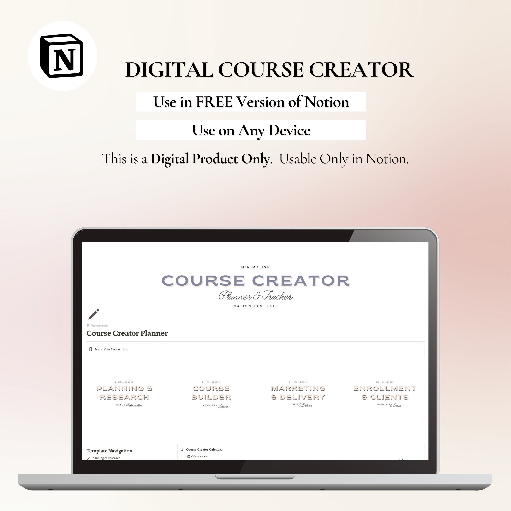 Digital Course Creator Planner: Notion Template (PDF) - Etsy