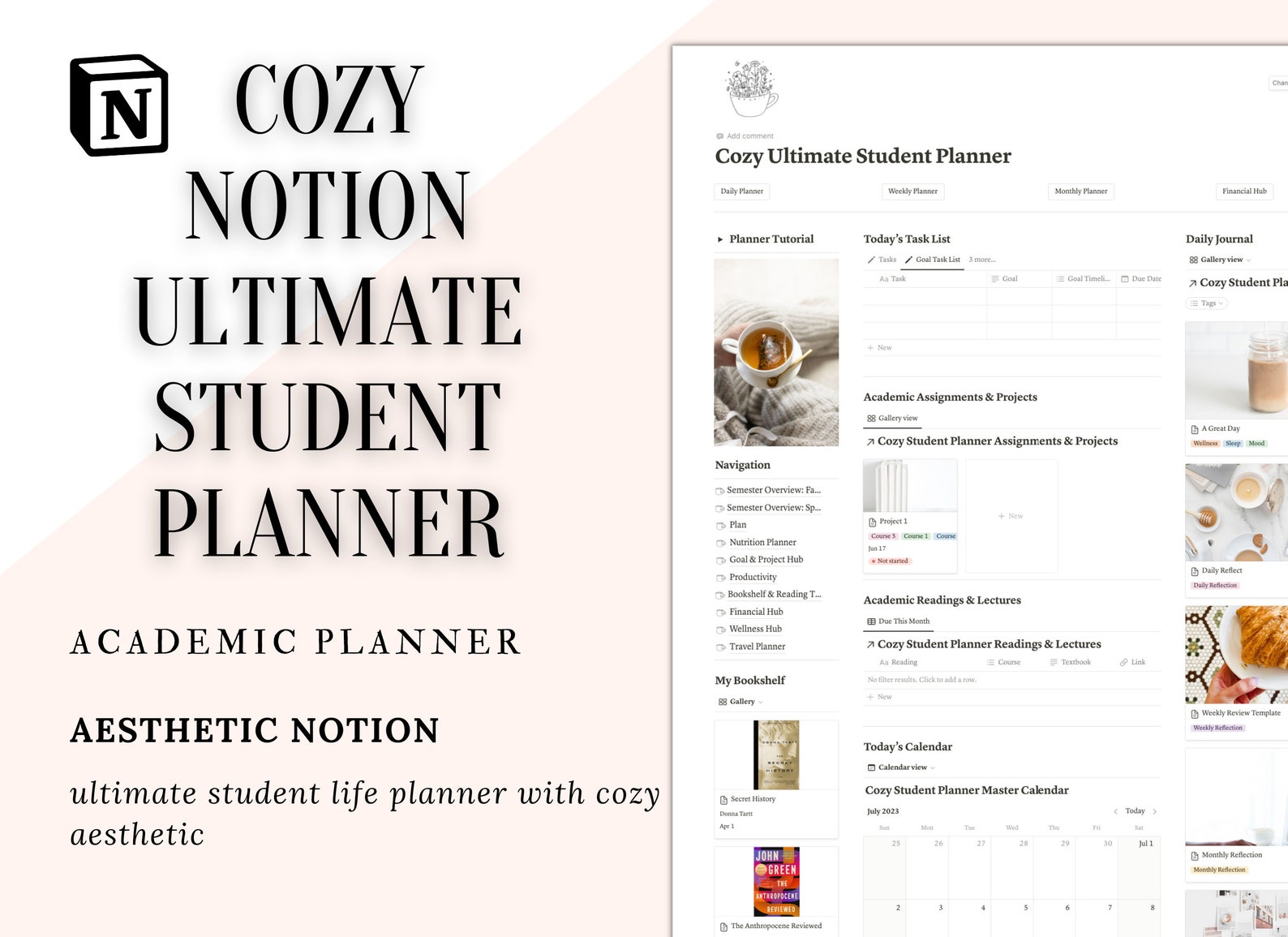 Cozy Aesthetic Notion Ultimate Student Planner Notion Template Academic ...