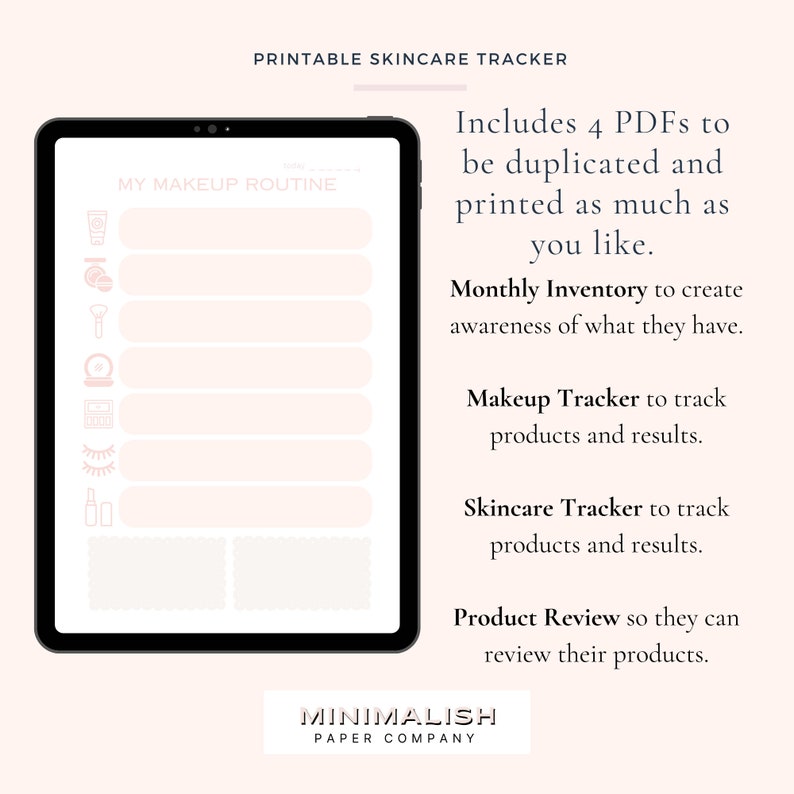 Printable Skincare Tracker & Makeup Tracker PDF Skincare Tracker