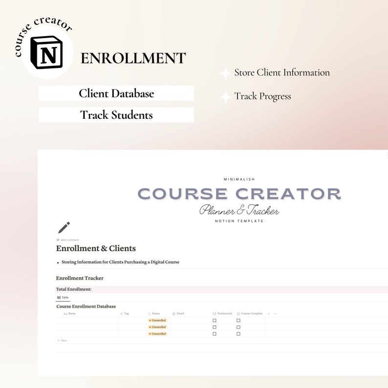 Digital Course Creator Planner Notion Template Course Creator Notion ...