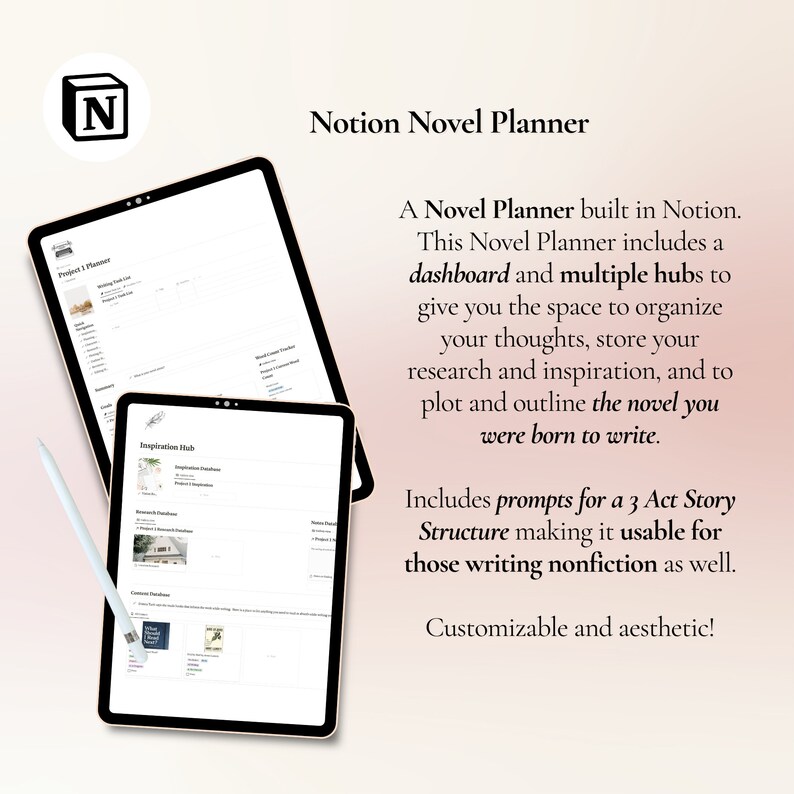 Notion Novel Planner Template: Author Writing, Outline Tracker (digital ...