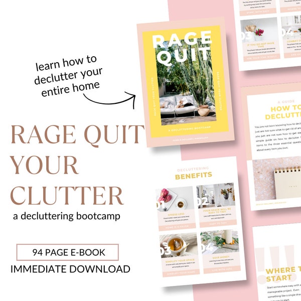 Rage Quit Your Clutter E Book A Decluttering Bootcamp How to Declutter Book Decluttering Course Decluttering Guidebook Digital Workbook