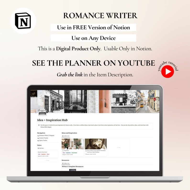 Romance Author Notion Template: Novel Planner (Digital Download) image 10