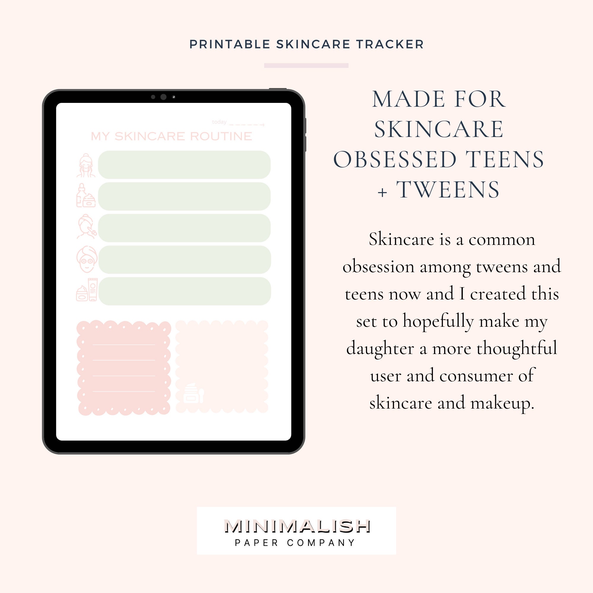 Printable Skincare Tracker & Makeup Tracker PDF Skincare Tracker