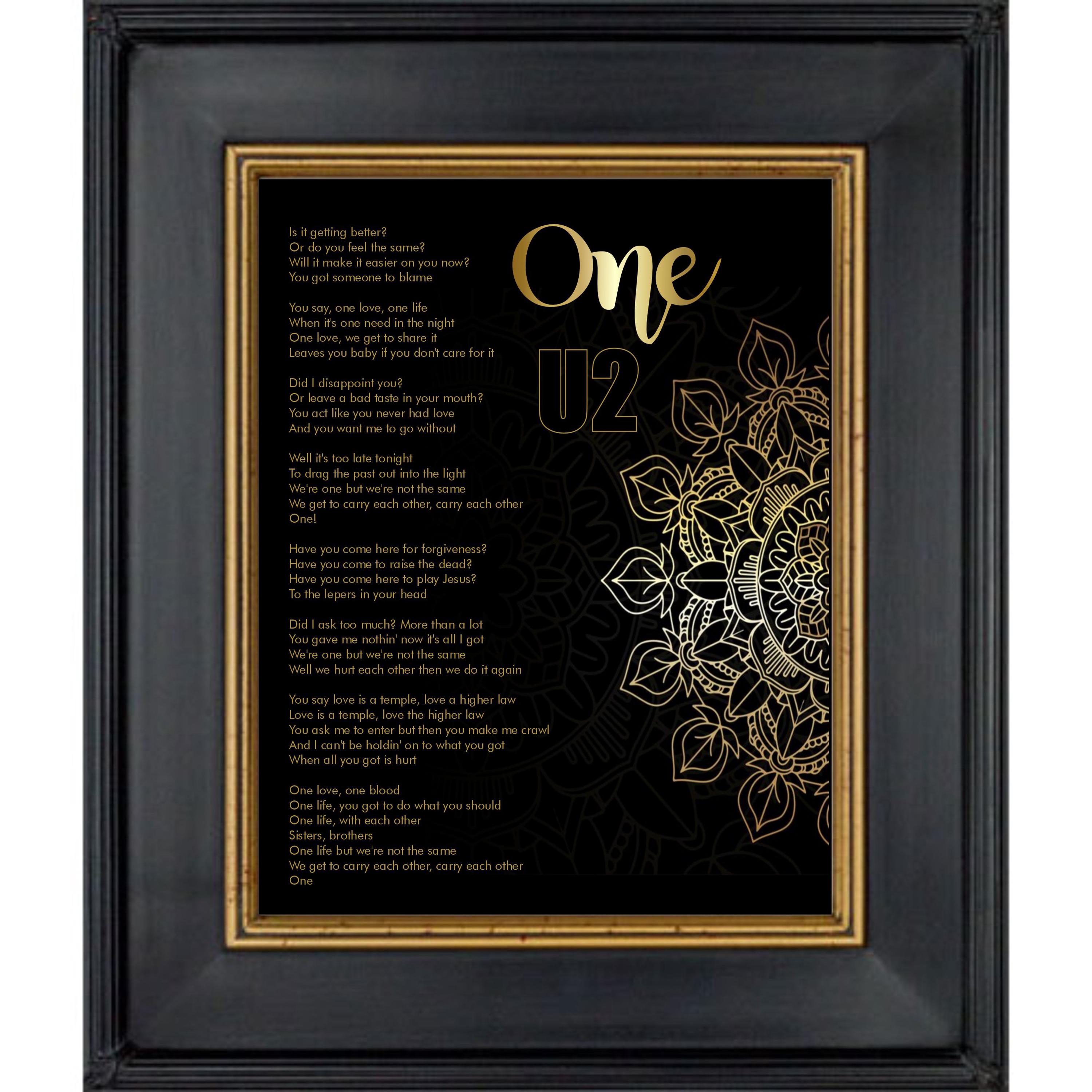 U2 One Lyrics - Etsy
